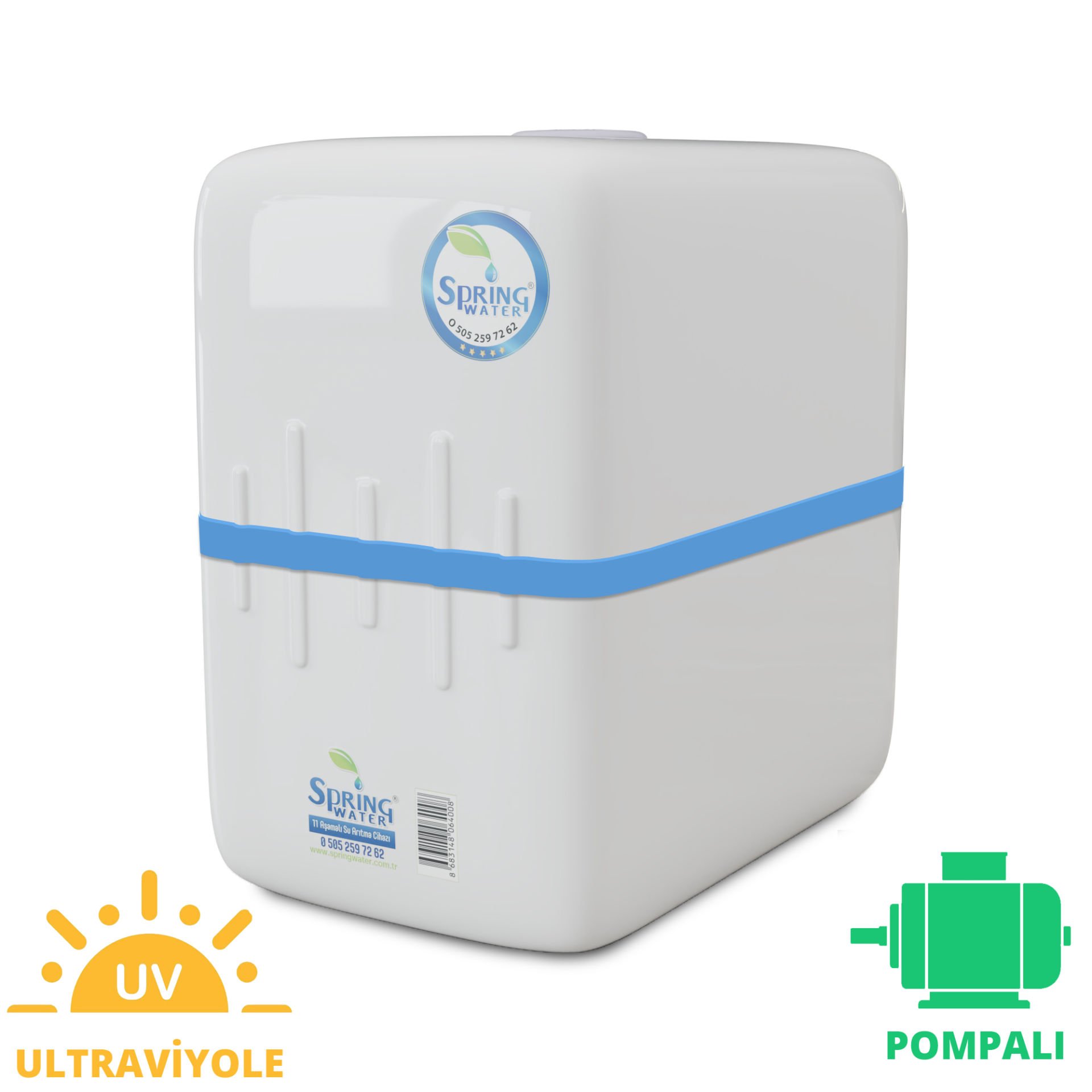 Spring Water  11 Aşamalı 12 Litre Pompalı Ultraviyole Filtreli Su Arıtma Cihazı