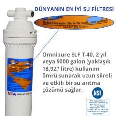 Omnipure ELF T-40 Aktif Karbon 12 inç duş ve Su Arıtma Cihazı Filtresi