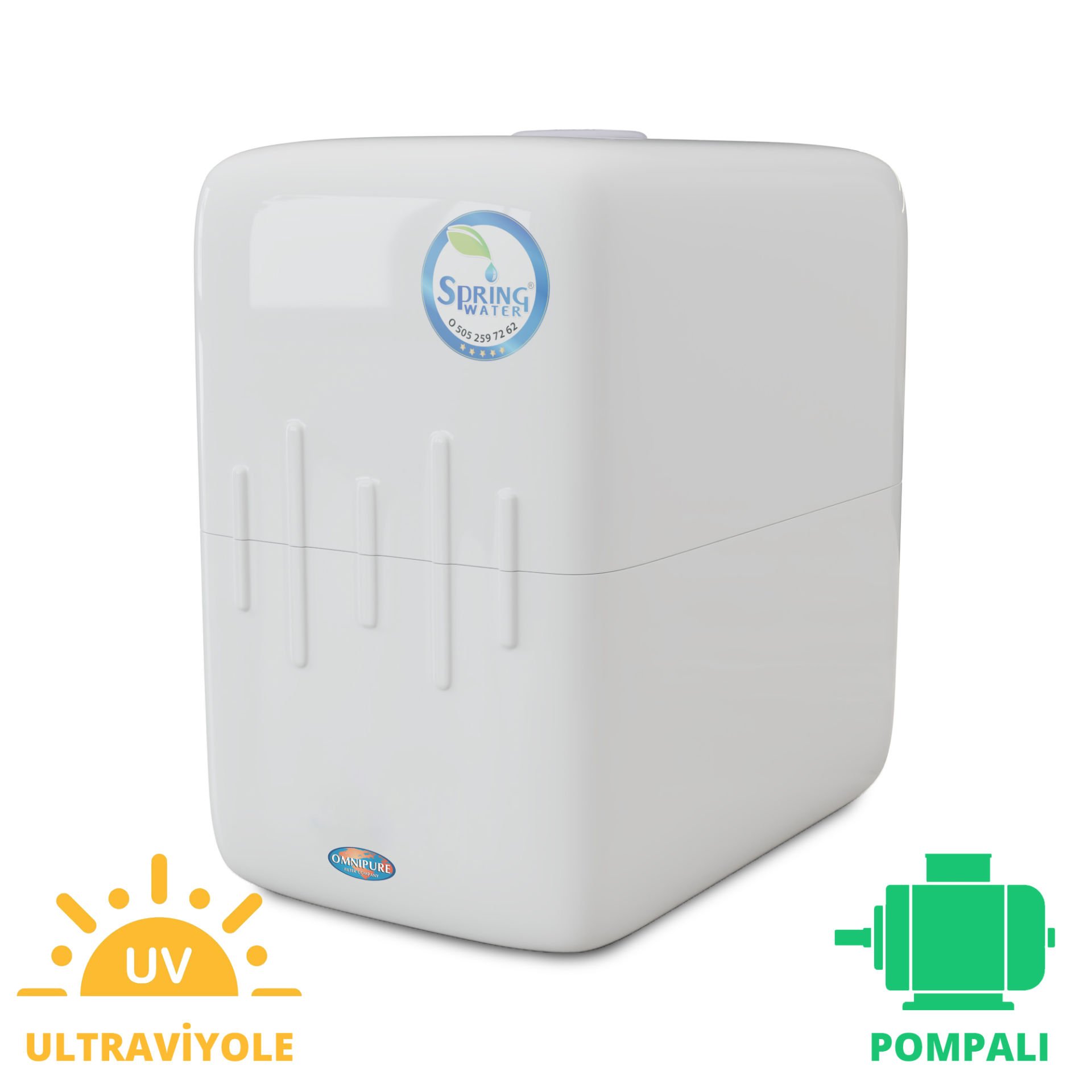 Spring Water Premium Omnipure 8 Litre Su Arıtma Cihazı - Su Kaçağı Sensörlü Pompalı - Ultraviyole Filtreli
