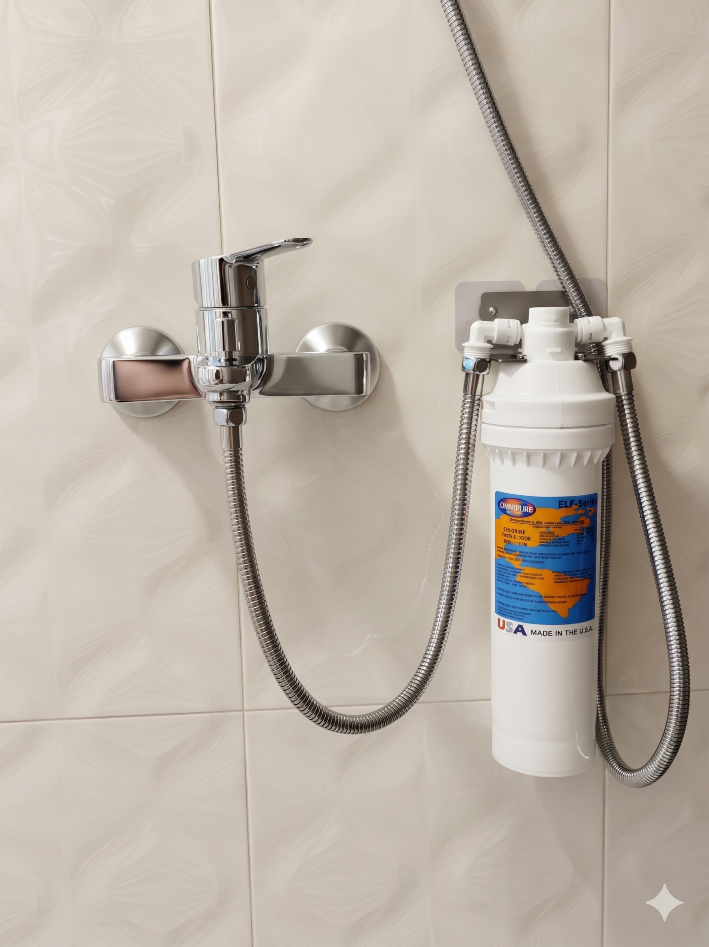 Omnipure T-40 Duş/Banyo Filtresi - Yapışkanlı Vida - Kolay Montaj Kitli