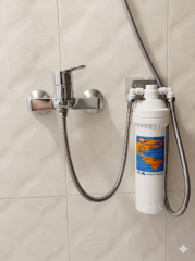 Omnipure T-40 Duş/Banyo Filtresi - Yapışkanlı Vida - Kolay Montaj Kitli